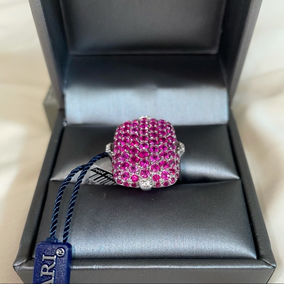 Ruby (natural) and White zircon ring in silver - Picture 6 of 12